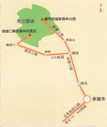 木兰围场路线图,塞罕坝路线图